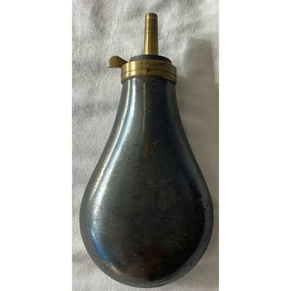 Antique Nineteenth Century Brass & Copper Black Powder Flask